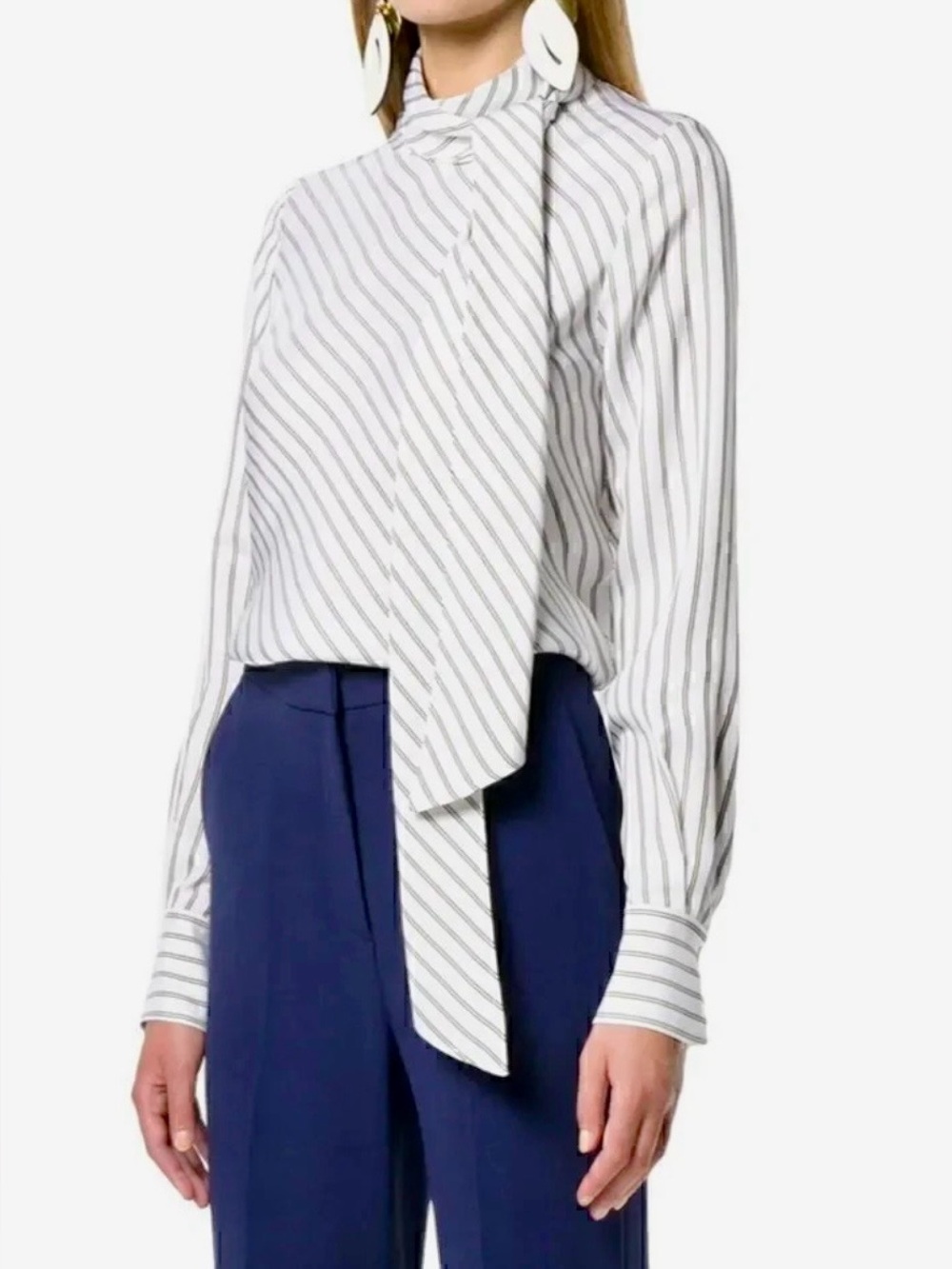 See By Chloe EUC striped long sleeve ascot tie top